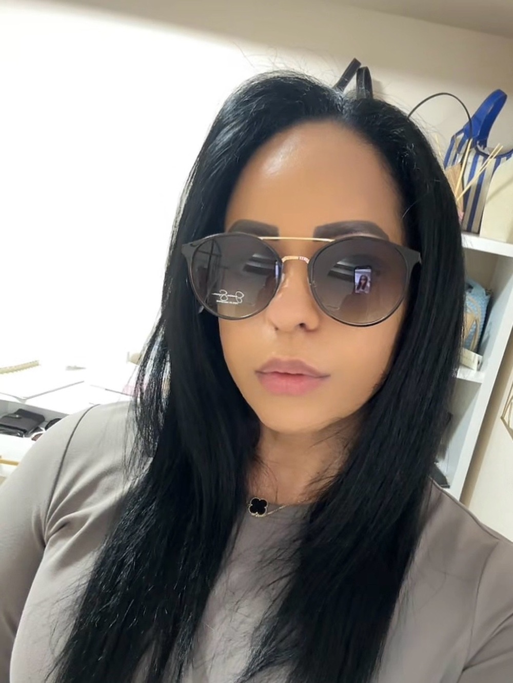 Jessica Simpson Black and Gold Round Gradient Sunglasses